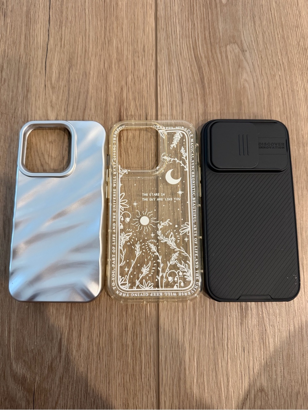 iPhone 15 pro Case Bundle - Silver, Clear, and Black Protective Covers